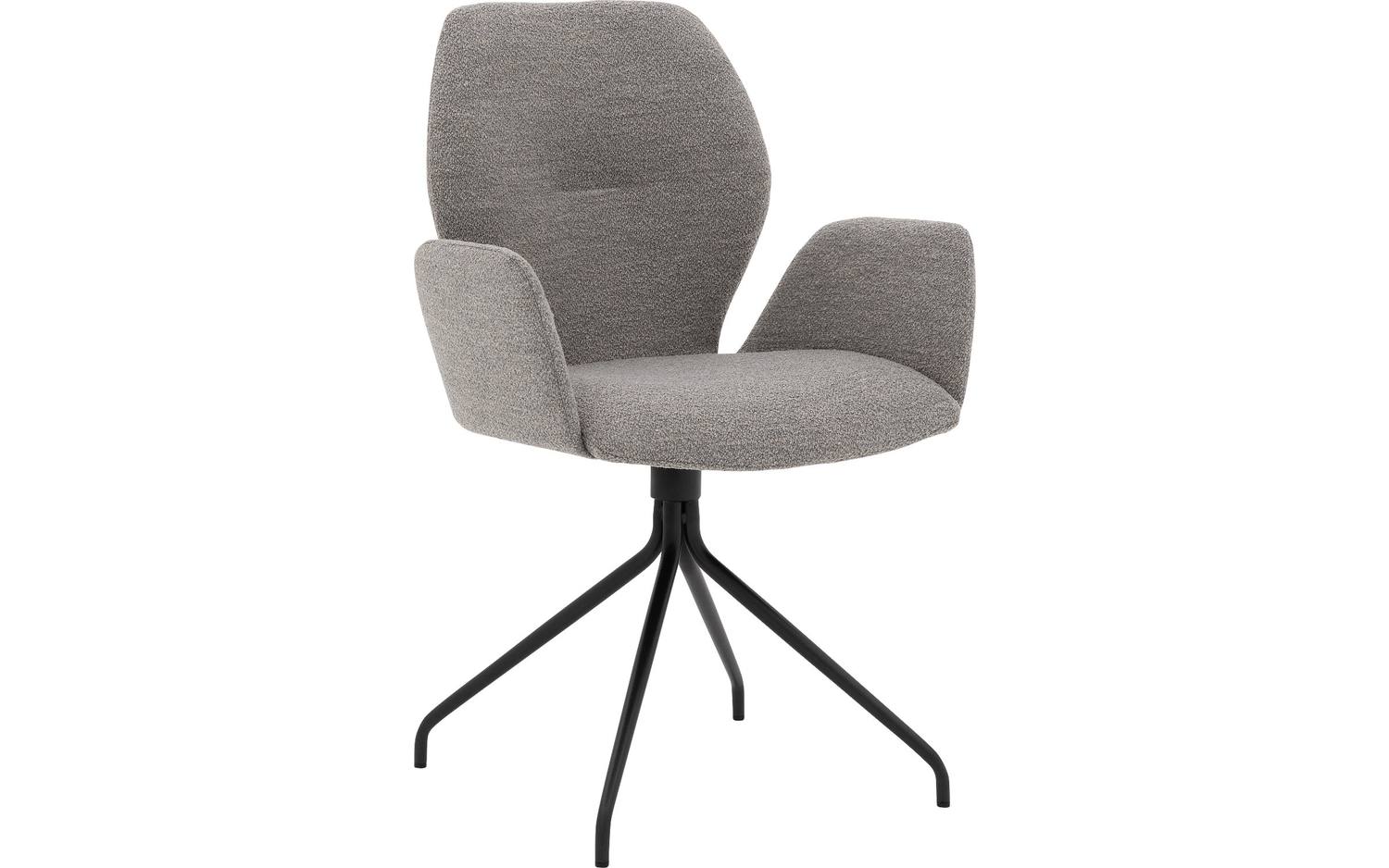 Goossens Eetkamerstoel Hera grijs stof met armleuning, modern design - 8718823203950